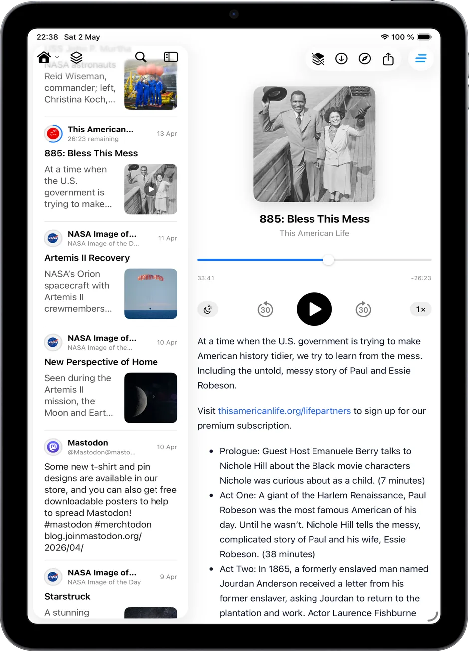 Flat playing a podcast on iPad