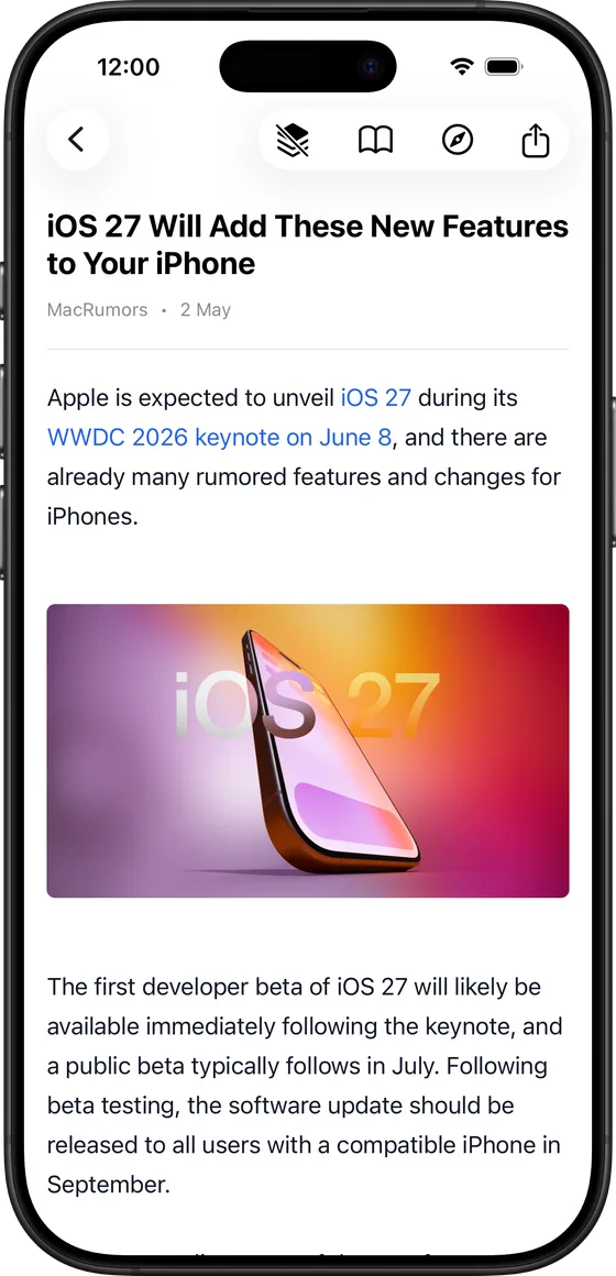 Flat reading an article on iPhone
