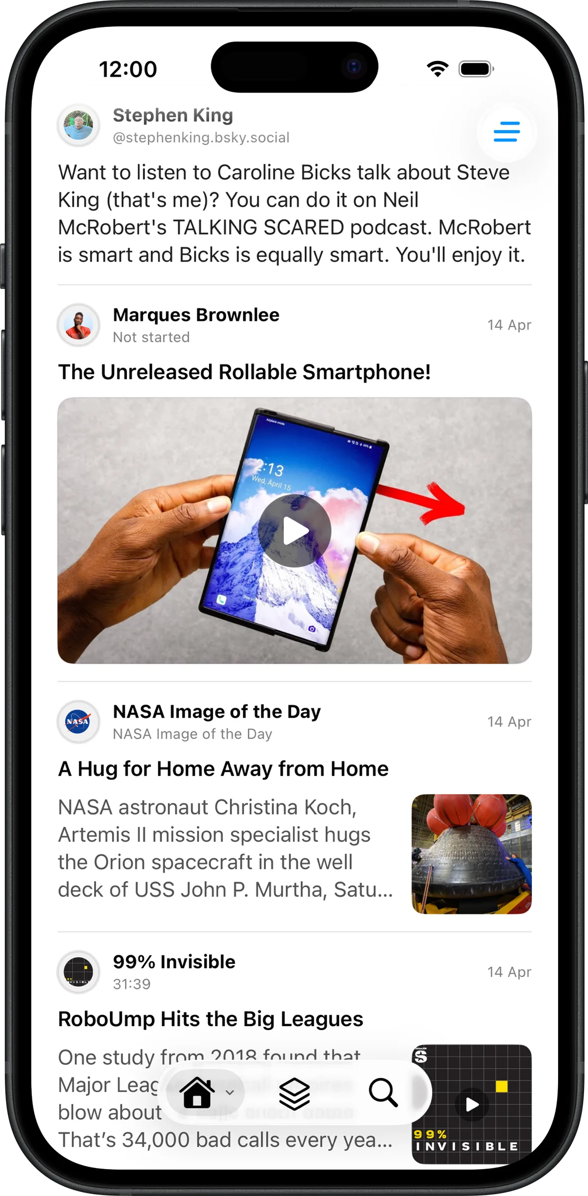Flat timeline with a video on iPhone
